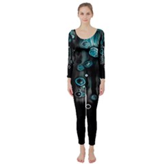 Falling Down Pattern Long Sleeve Catsuit