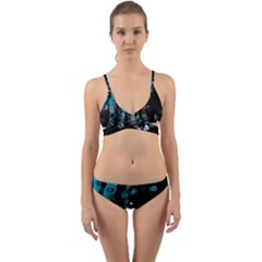 Falling Down Pattern Wrap Around Bikini Set