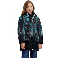 Falling Down Pattern Kid s Hooded Longline Puffer Jacket