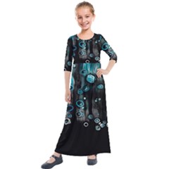 Falling Down Pattern Kids  Quarter Sleeve Maxi Dress