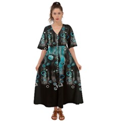 Falling Down Pattern Kimono Sleeve Boho Dress