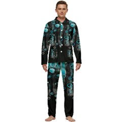 Falling Down Pattern Men s Long Sleeve Velvet Pocket Pajamas Set