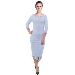 Valentine Day Heart Pattern Capsule Quarter Sleeve Midi Velour Bodycon Dress by artworkshop