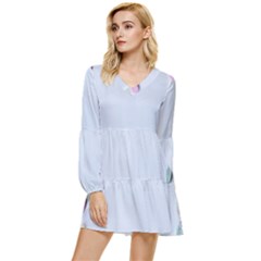 Valentine Day Heart Pattern Capsule Tiered Long Sleeve Mini Dress