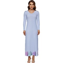 Valentine Day Heart Pattern Capsule Long Sleeve Velour Longline Maxi Dress