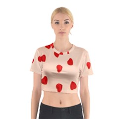 Valentine Day Pattern Logo Heart Cotton Crop Top by artworkshop