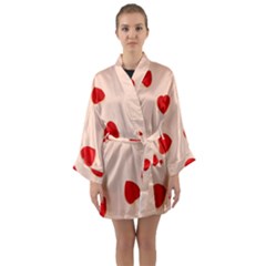 Valentine Day Pattern Logo Heart Long Sleeve Satin Kimono