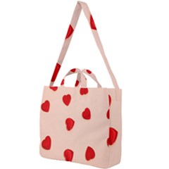Valentine Day Pattern Logo Heart Square Shoulder Tote Bag by artworkshop