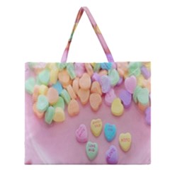 Valentine Day Heart Capsule Zipper Large Tote Bag by artworkshop