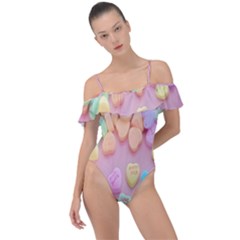 Valentine Day Heart Capsule Frill Detail One Piece Swimsuit