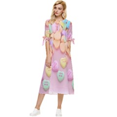 Valentine Day Heart Capsule Bow Sleeve Chiffon Midi Dress by artworkshop