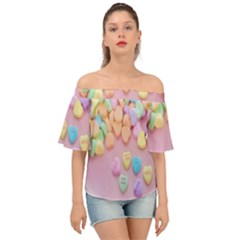 Valentine Day Heart Capsule Off Shoulder Short Sleeve Top