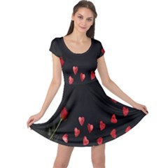 Valentine Day Heart Flower Cap Sleeve Dress by artworkshop