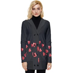 Valentine Day Heart Flower Button Up Hooded Coat  by artworkshop