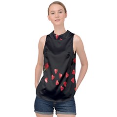 Valentine Day Heart Flower High Neck Satin Top by artworkshop