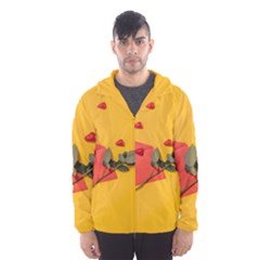 Valentine Day Heart Flower Gift Men s Hooded Windbreaker by artworkshop