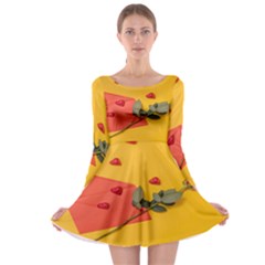 Valentine Day Heart Flower Gift Long Sleeve Skater Dress by artworkshop