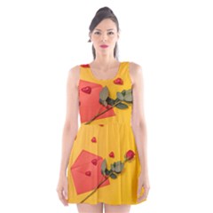 Valentine Day Heart Flower Gift Scoop Neck Skater Dress by artworkshop