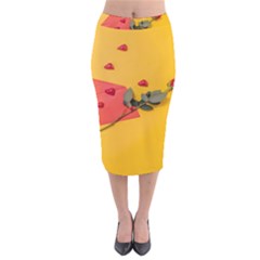 Valentine Day Heart Flower Gift Velvet Midi Pencil Skirt by artworkshop