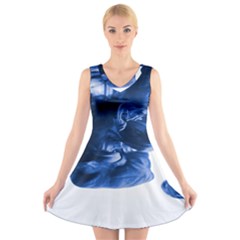 Moving Water And Ink V-neck Sleeveless Dress by artworkshop