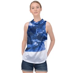 Moving Water And Ink High Neck Satin Top by artworkshop