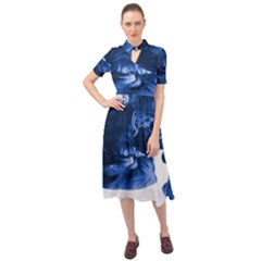 Moving Water And Ink Keyhole Neckline Chiffon Dress by artworkshop