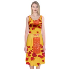 Valentine Day Heart Love Potion Midi Sleeveless Dress by artworkshop