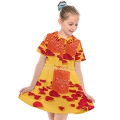 Valentine Day Heart Love Potion Kids  Short Sleeve Shirt Dress by artworkshop