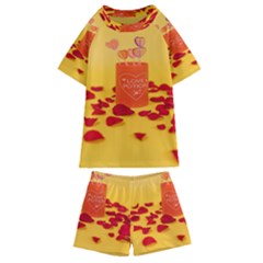 Valentine Day Heart Love Potion Kids  Swim Tee And Shorts Set by artworkshop