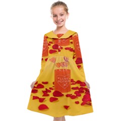 Valentine Day Heart Love Potion Kids  Midi Sailor Dress by artworkshop