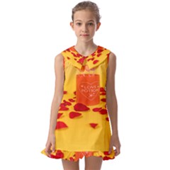 Valentine Day Heart Love Potion Kids  Pilgrim Collar Ruffle Hem Dress by artworkshop