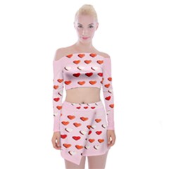 Lolly Candy  Valentine Day Off Shoulder Top With Mini Skirt Set by artworkshop
