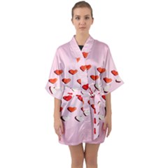 Lolly Candy  Valentine Day Half Sleeve Satin Kimono 