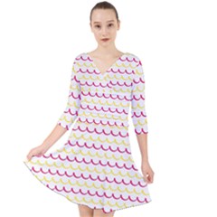 Pattern Waves Quarter Sleeve Front Wrap Dress by artworkshop