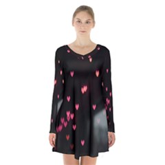 Love Valentine s Day Long Sleeve Velvet V-neck Dress by artworkshop