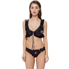 Love Valentine s Day Low Cut Ruffle Edge Bikini Set by artworkshop