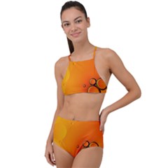 Wallpaper Liquid Bubbles Macro Orange Bright High Waist Tankini Set by artworkshop