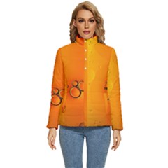 Wallpaper Liquid Bubbles Macro Orange Bright Women s Puffer Bubble Jacket Coat by artworkshop