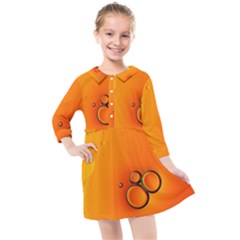 Wallpaper Liquid Bubbles Macro Orange Bright Kids  Quarter Sleeve Shirt Dress by artworkshop