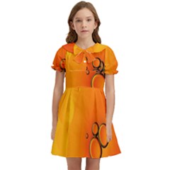 Wallpaper Liquid Bubbles Macro Orange Bright Kids  Bow Tie Puff Sleeve Dress by artworkshop