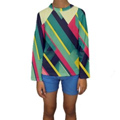 Pattern Abstract Geometric Design Kids  Long Sleeve Swimwear