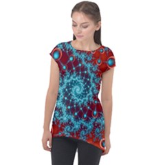 Fractal Pattern Background Cap Sleeve High Low Top by danenraven