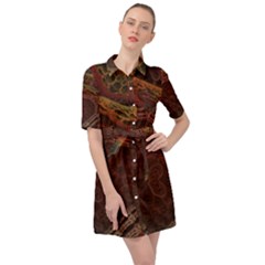 Fractal Pattern Geometric Pattern Belted Shirt Dress by danenraven