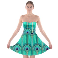 Gradient Art Deco Pattern Design Strapless Bra Top Dress by artworkshop