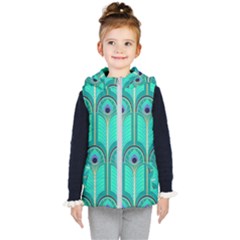 Gradient Art Deco Pattern Design Kids  Hooded Puffer Vest by artworkshop