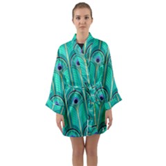 Gradient Art Deco Pattern Design Long Sleeve Satin Kimono