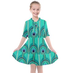 Gradient Art Deco Pattern Design Kids  All Frills Chiffon Dress by artworkshop