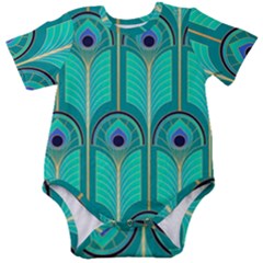 Gradient Art Deco Pattern Design Baby Short Sleeve Bodysuit by artworkshop