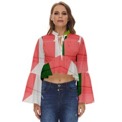 Green Pink Interior Paint Boho Long Bell Sleeve Top