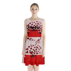 Love Envelope Logo Valentine Sleeveless Waist Tie Chiffon Dress by artworkshop